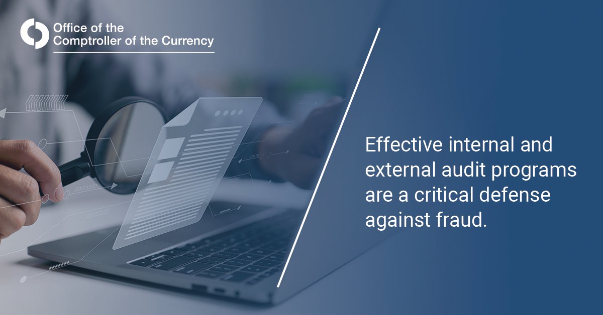 USOCC's tweet image. Well-planned, properly structured bank auditing programs are essential to effective risk management and internal control systems.