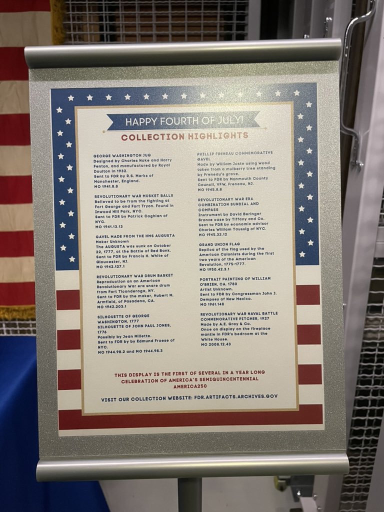 FDRLibrary's tweet image. Visiting the @FDRLibrary this weekend? Don’t miss this display of American Revolutionary War related artifacts in our Behind the Scenes area. 🇺🇸
#4thofJuly #America250