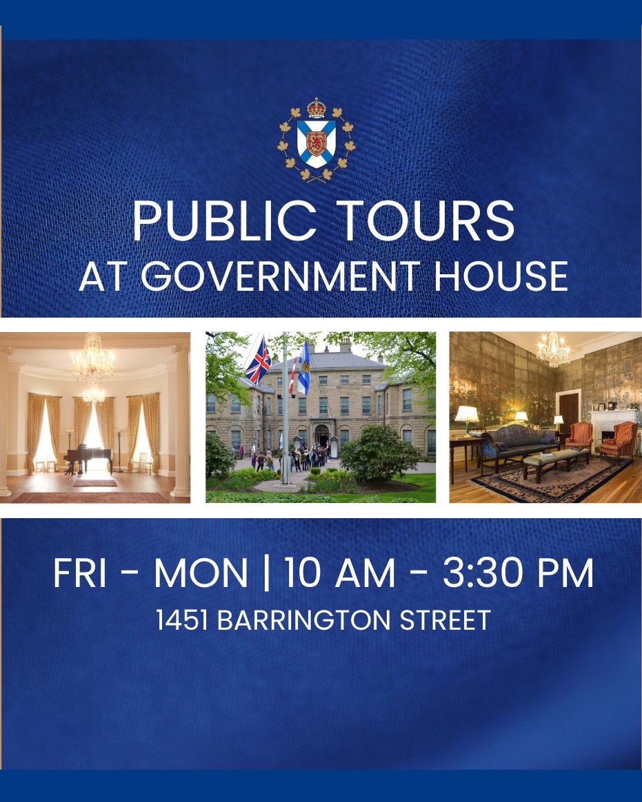 Join us for free, guided tours this summer at Government House! Every Friday, Saturday, Sunday, and Monday between 10:00 AM - 3:30 PM, guests are invited to view the ceremonial home of all Nova Scotians.
#NovaScotia #Halifax