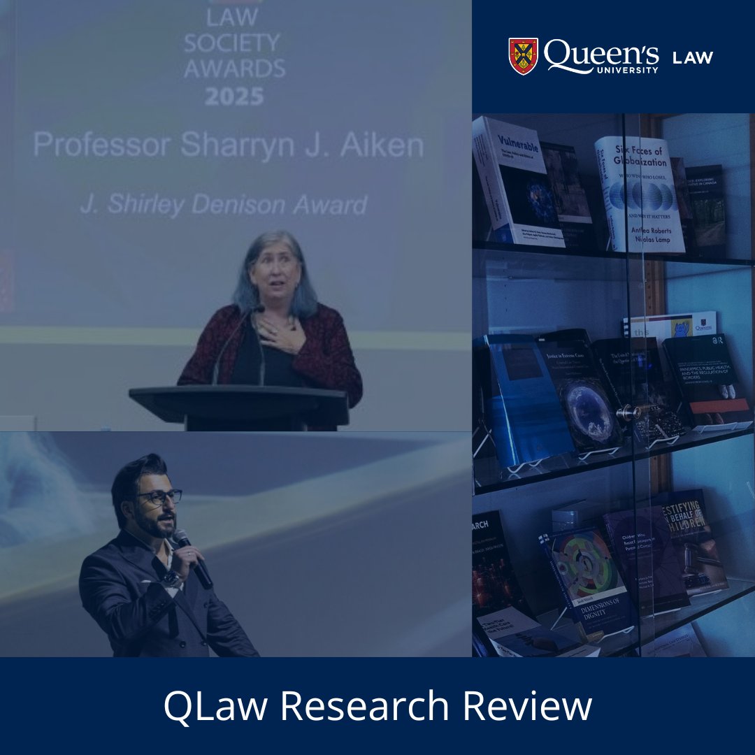 Queen’s Law is proud to publish the inaugural issue of the QLaw Research Review, a periodic newsletter recognizing our Faculty’s research contributions and excellence. Discover how our scholars are advancing legal knowledge with global relevance:  bit.ly/3ZEbkqk