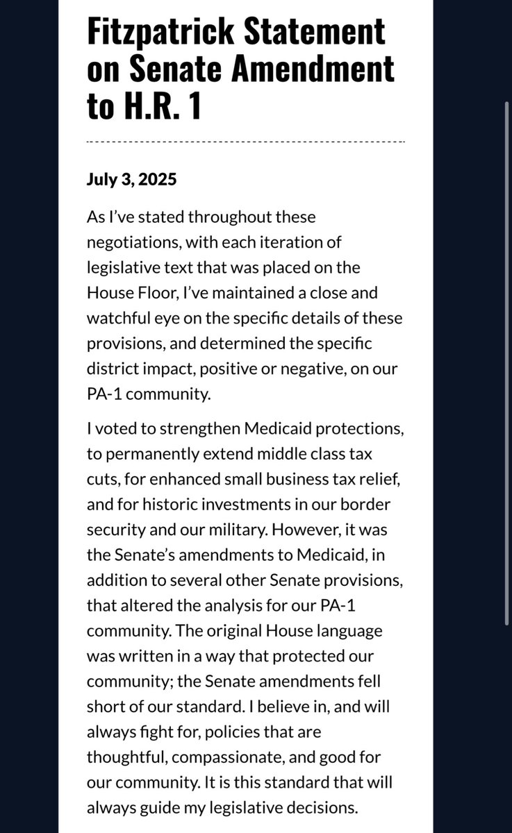 The only two House Republicans who voted NO, Thomas Massie &amp; Brian Fitzpatrick, explain why: