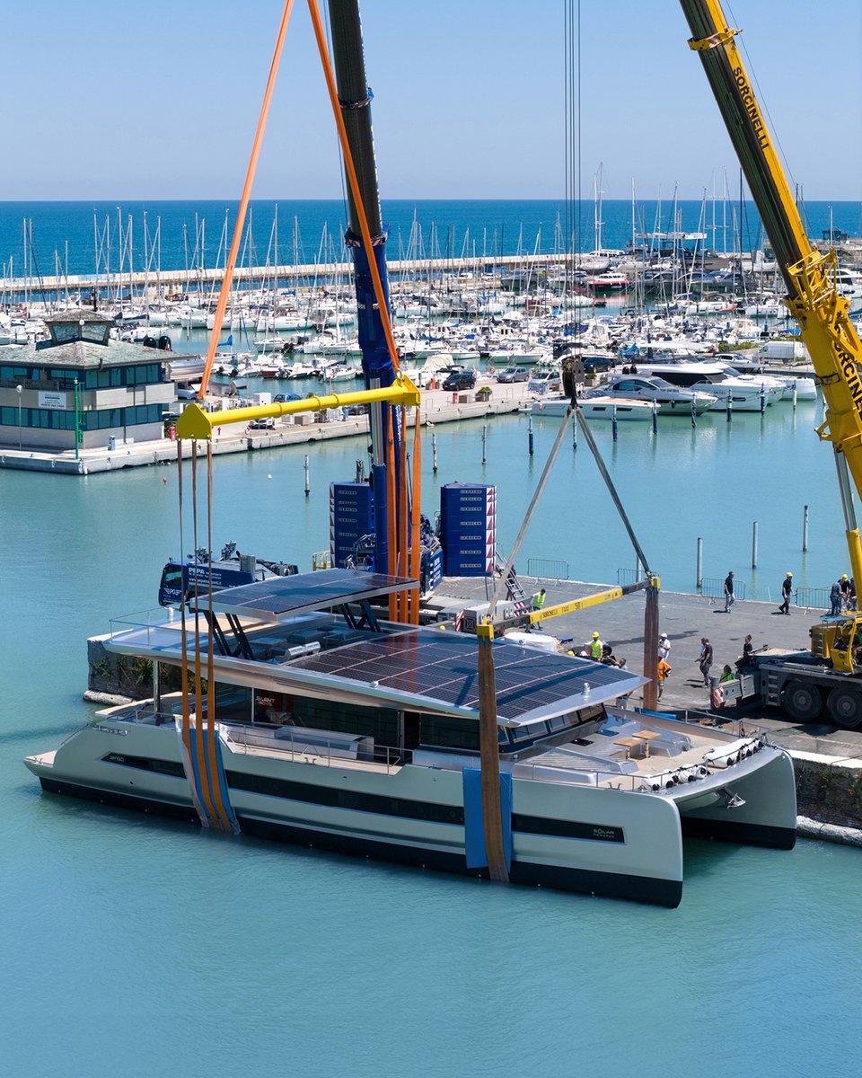 Silent_Yachts's tweet photo. Earlier this week, the SY80 officially touched water!
She reflects everything we stand for: silent cruising, smart innovation, and clean energy.
Curious to discover more? See her in person at the upcoming Cannes Yachting Festival.

#silentyachts  #silent80 #SY80 #catamaran https://t.co/t9c1loemt0