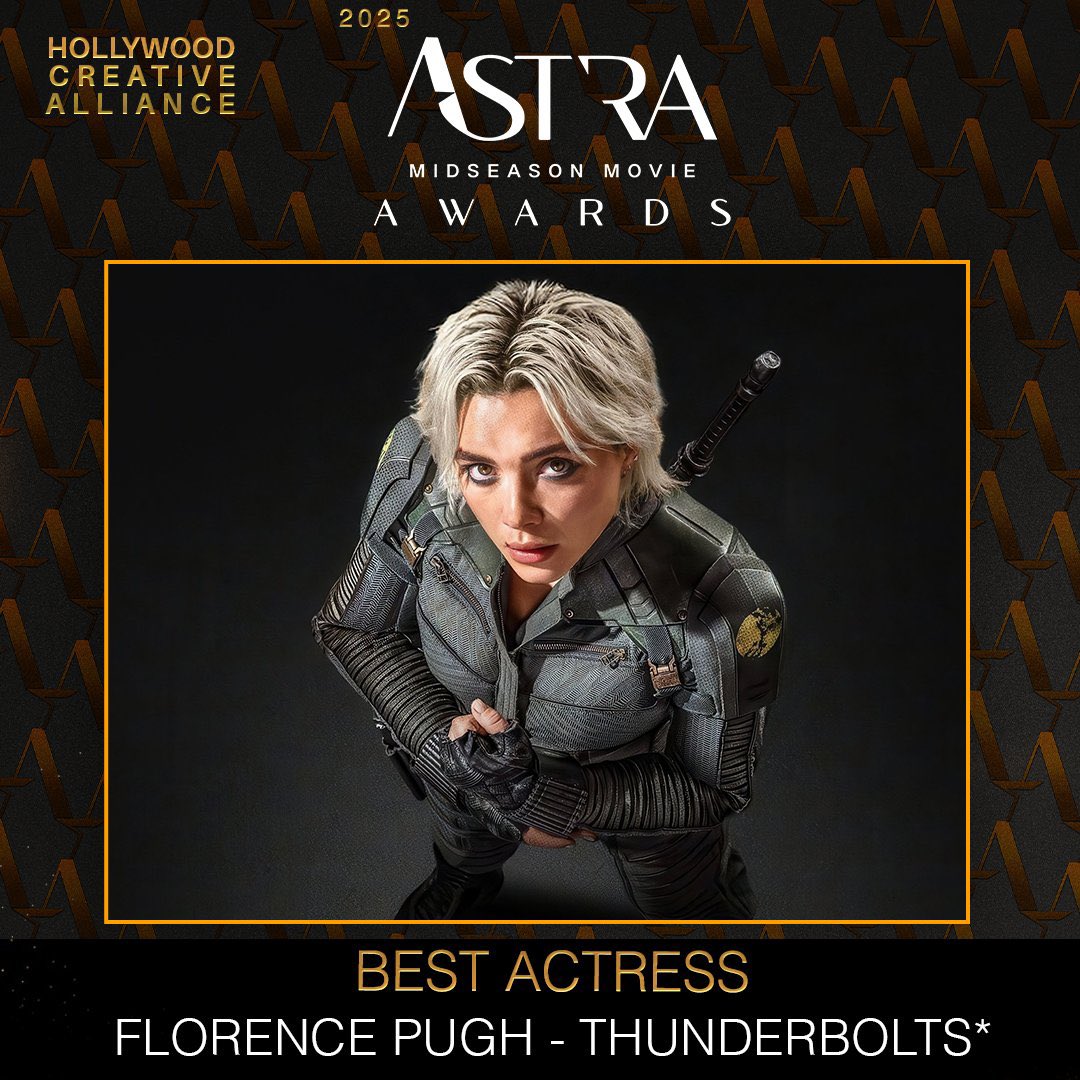 Florence Pugh has won Best Actress for her role in ‘THUNDERBOLTS*’ at the Astra Midseason Movie Awards.