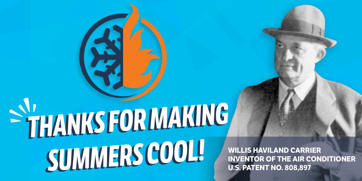 InventorsHOF's tweet image. Let’s take a moment to thank Inductee Willis Haviland Carrier for helping us beat the summer heat! ☀️❄️ His invention of modern air conditioning revolutionized indoor comfort and makes these hot summer days much more bearable. #BeatTheHeat #SummerTime
