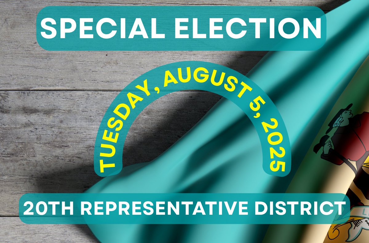 The special election to fill the vacancy in the 20th Representative Dist. will be held in a little over a month. The need for the contest arose last week when State Rep. "Stell" Parker Selby (D) resigned on June 24th. For more information, use this link: elections.delaware.gov/elections/spec…