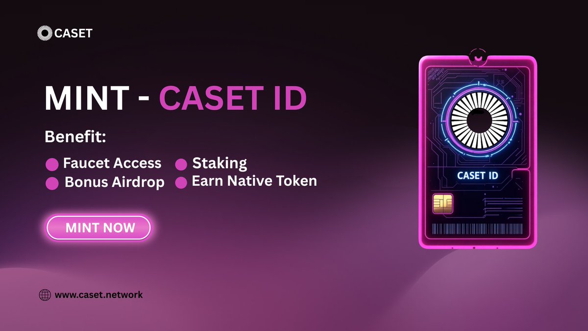 Claim Your Identity – CASET ID ✨

🔗 Mint Now: caset.network/casetid

Benefits:

✅ Faucet Access
✅Staking
✅Bonus Airdrop
✅Earn Native Token

Be a loyal member of our community.