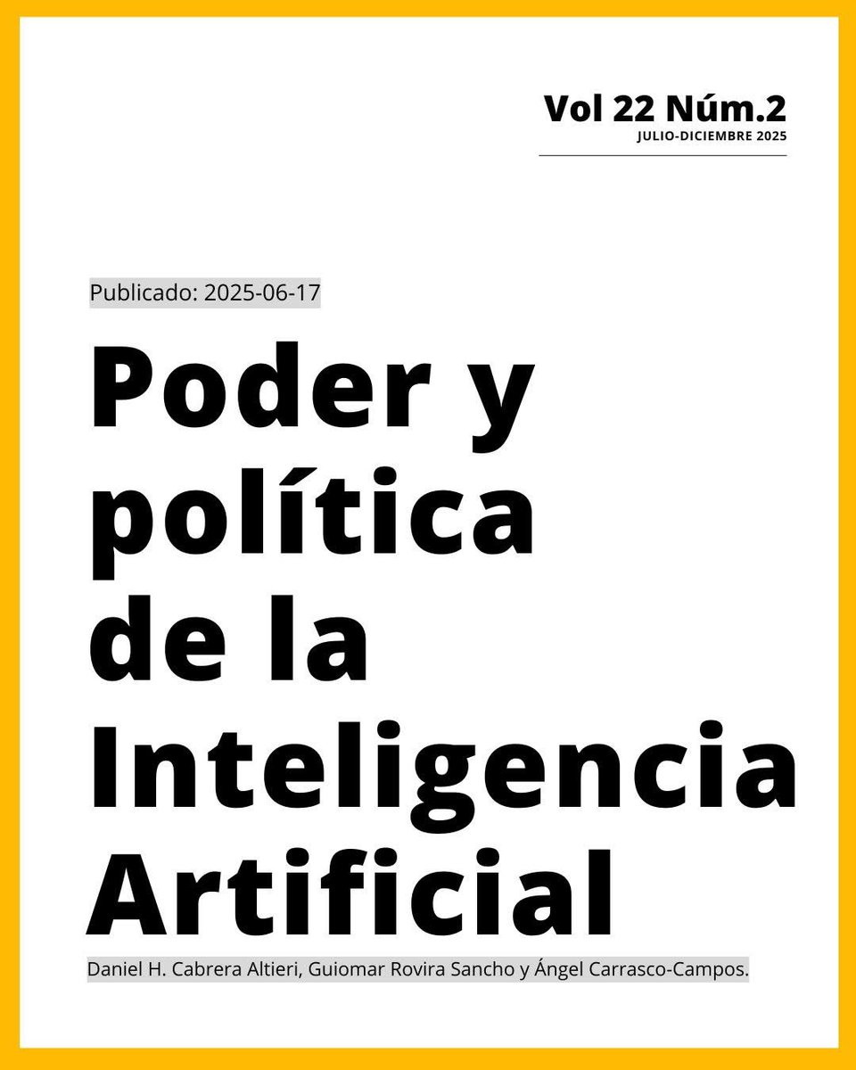 ¡Con mucha emoción comparto que participamos en el nuevo número de la revista Teknokultura! 💥🤖
Junto a colegas de distintas partes del mundo reflexionamos sobre el poder y la política de la inteligencia artificial

👉 revistas.ucm.es/index.php/TEKN…