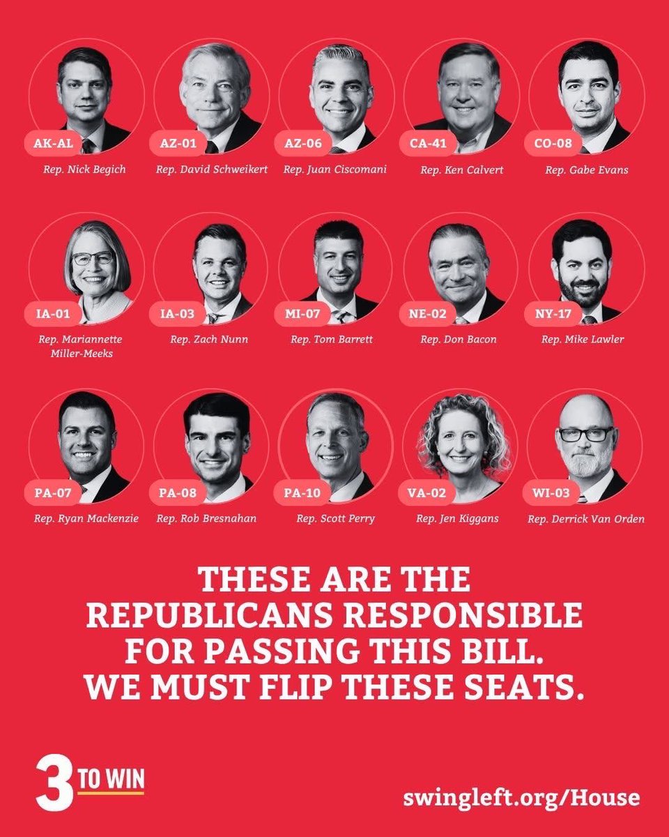 Almost every Republican in Congress—including dozens of so-called “moderates”—just showed us exactly who they work for. And it’s not the American people.

The passage of this bill is one of the most brazen attacks we’ve ever seen on the American people. (1/2)