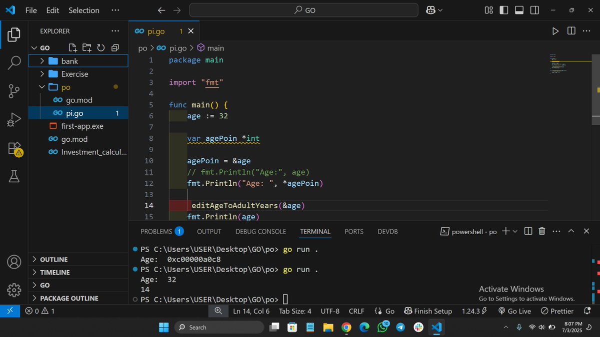 AnyaohaUjunwa's tweet image. Day 8/100 – #GoLangJourney
Today’s focus: Pointers in Go
✅ What pointers are &amp;amp; why they matter
✅ Creating &amp;amp; using pointers
✅ Passing pointers to functions
✅ Data mutation with pointers
✅ Learned that Scan() uses pointers too!

#100DaysOfGo #CodeWithCynthia #LearnGoWithMe