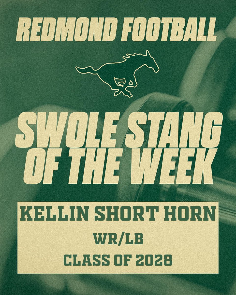 SWOLE STANG OF THE WEEK 🐎

We just finished week ☝🏽of our S&amp;C program. A sophomore is taking the first ever Swole Stang award home! Kellin Short Horn, Class of 2028 WR/LB. Very encouraging to see a young guy get after it! 

#BELIEVE 🐎