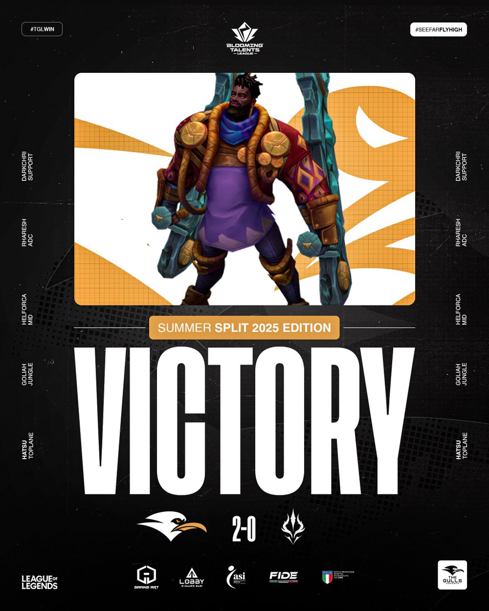 ABBIAMO PORTATO A CASA LA VITTORIA! 💪

💥GG ai nostri avversari <a href="/COVNT_ESPORTS/">COVNT</a>

Vi aspettiamo martedì 8 Luglio per day 3

#TGLWIN #SEEFARFLYHIGH #LeagueOfLegends #BTL #CircuitoTormenta