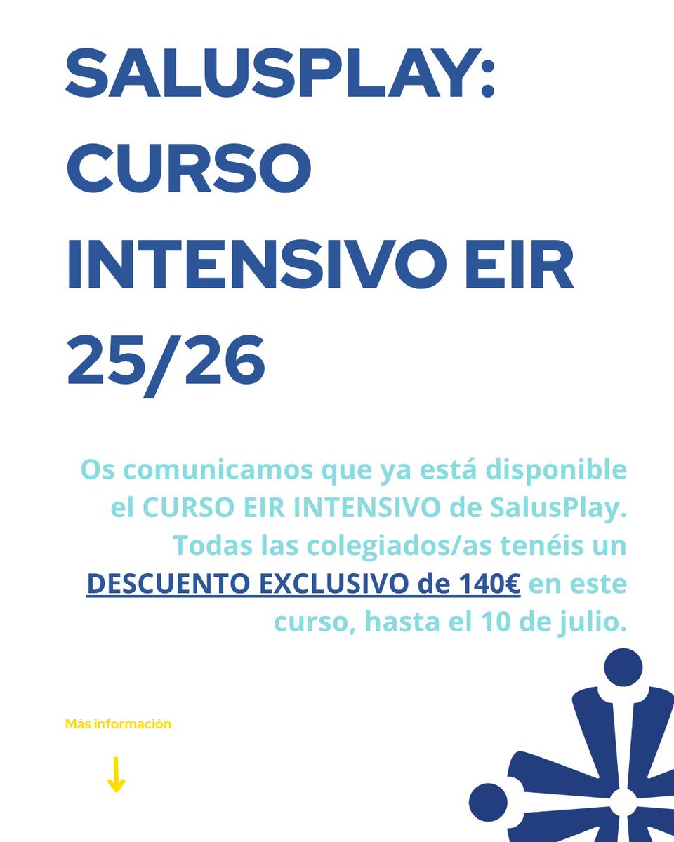 Novedades <a href="/salusplay/">SalusPlay</a> curso intensivo EIR 25/26

Descuento exclusivo para colegiadas/os hasta el 10 de julio.