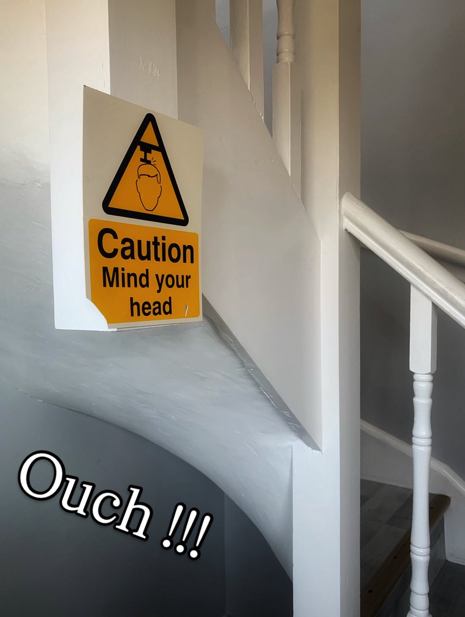 Just had to take a photo of this sign with a chunk missing! 

#ouch #oops #oopsididitagain #caution #mindyourhead