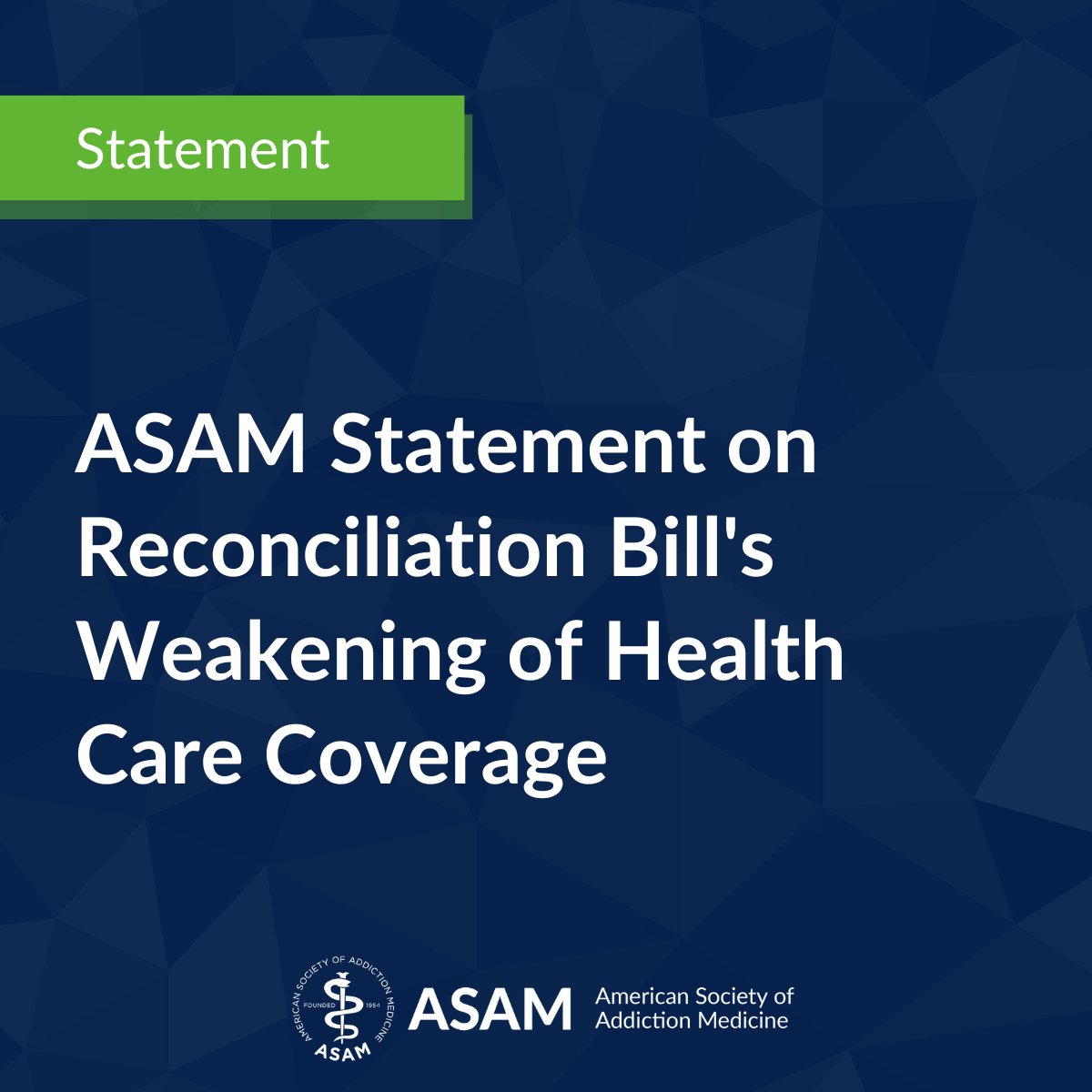 Read the full statement from ASAM president Dr. Stephen Taylor here &gt;&gt; ow.ly/jWen50WkF0w