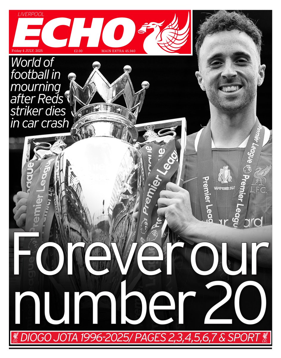 Forever our number 20

World of football in mourning after Diogo Jota dies in car crash

Tomorrow's front page