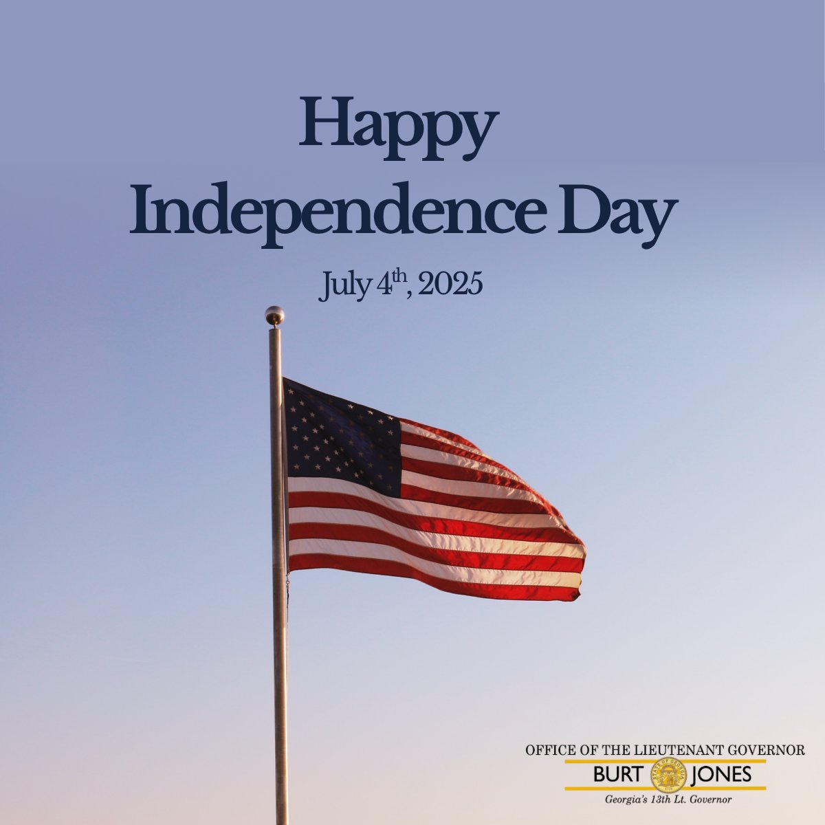 LtGovJonesGA's tweet image. Happy Fourth of July! 🇺🇸
Wishing everyone a safe and joyful Independence Day as we celebrate the freedoms we hold dear.