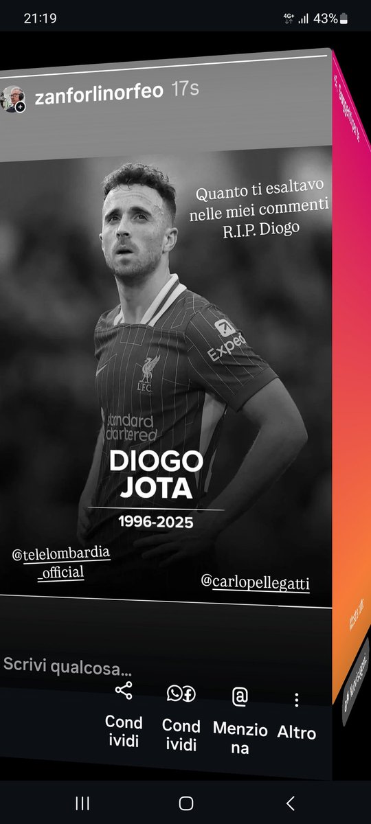 Per #Telelombardia  i mie commenti tecnici nelle telecronache del #Liverpool di #carlopellegatti
Era un talento non solo in quanto calciatore.
R.I.P #DiogoJota