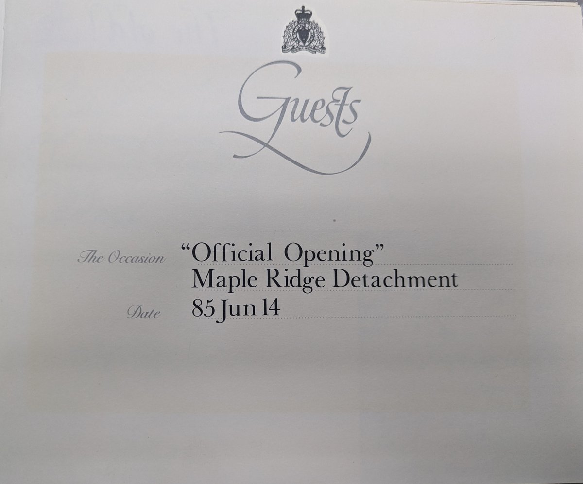 RidgeRCMP's tweet photo. 40 years goes by pretty quick! ⌛️
#ThrowbackThursday to our official opening for our "new" detachment almost forty years ago to the day (June 14th, 1985). 🥳👮
Where were you Maple Ridge? 🤔
@YourMapleRidge #MapleRidgeMuseum
#MapleRidge #RCMPhistory https://t.co/LffFDGUPAN