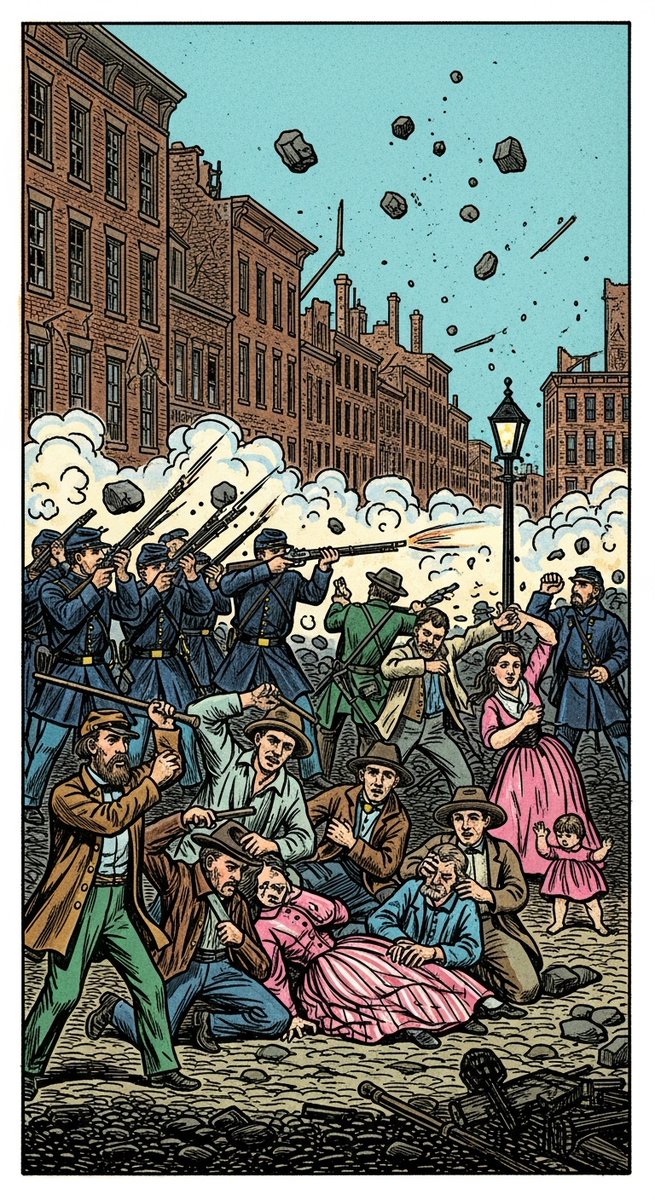 In July 1863, NYC exploded. Poor immigrants revolted, Black citizens were hunted, and Lincoln sent troops fresh from Gettysburg to crush the chaos. 

The New York Draft Riots were America’s deadliest uprising—yet few remember.
youtube.com/shorts/BvGq3Oq…