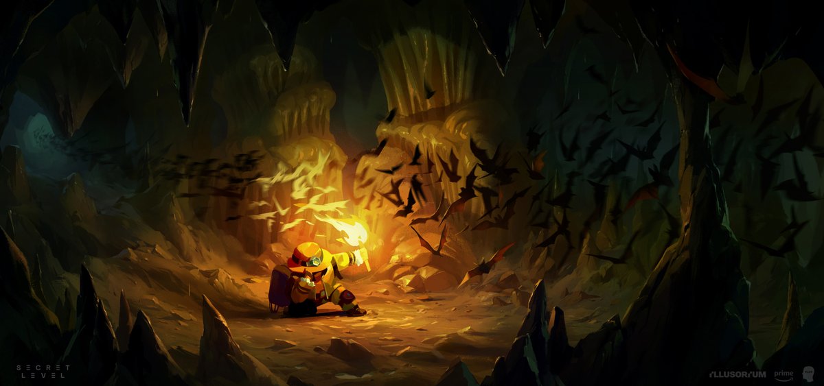 maru_lana's tweet image. Some keyshots I painted developing the look for the Spelunky episode of Secret Level anthology 💫

#SecretLevel