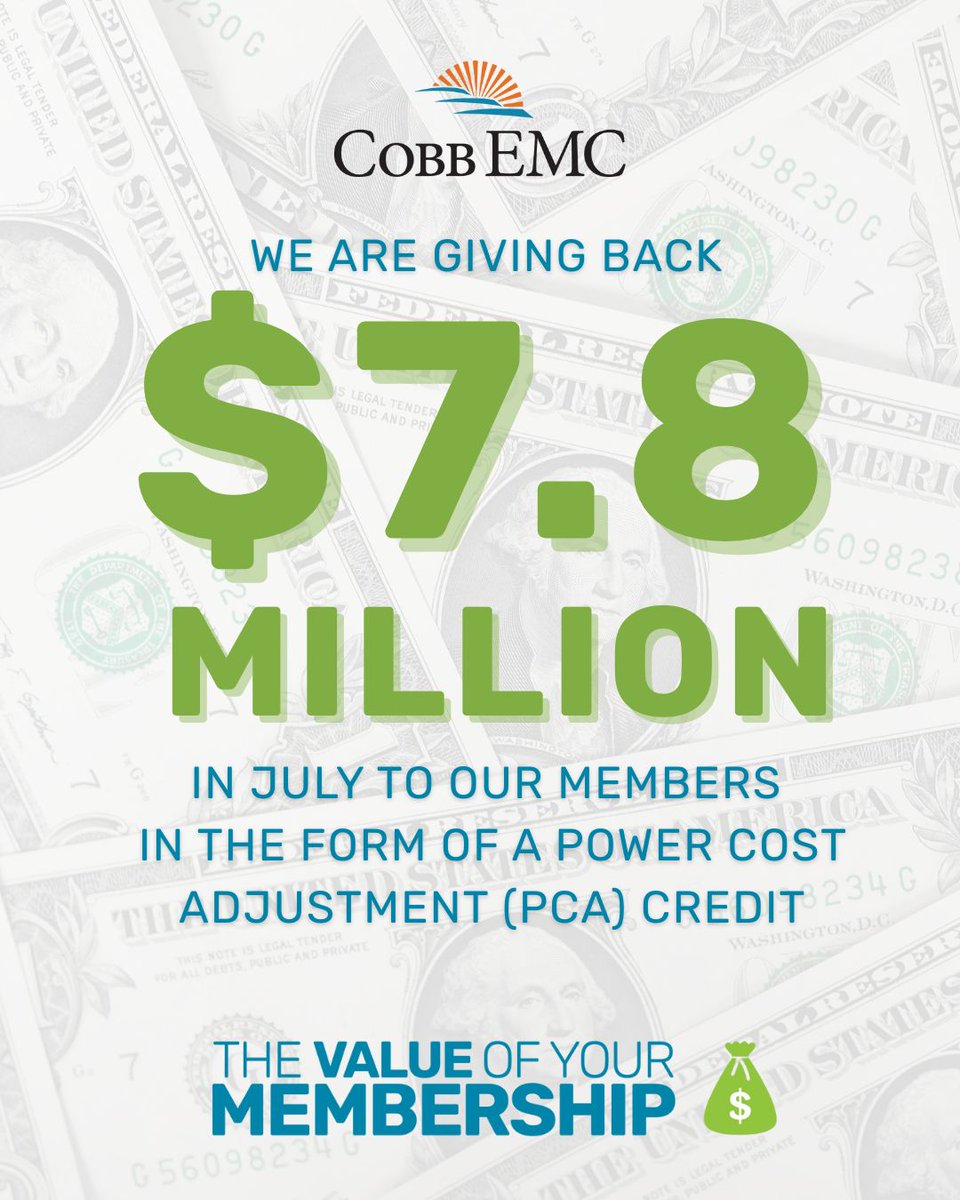 Good news! This month, you’ll see a Power Cost Adjustment credit on your bill. For a typical household using 1,000 kWh, you can expect to see $20 in savings! This is just one of the many ways we deliver value to our members, and it's part of what being a cooperative is all about!