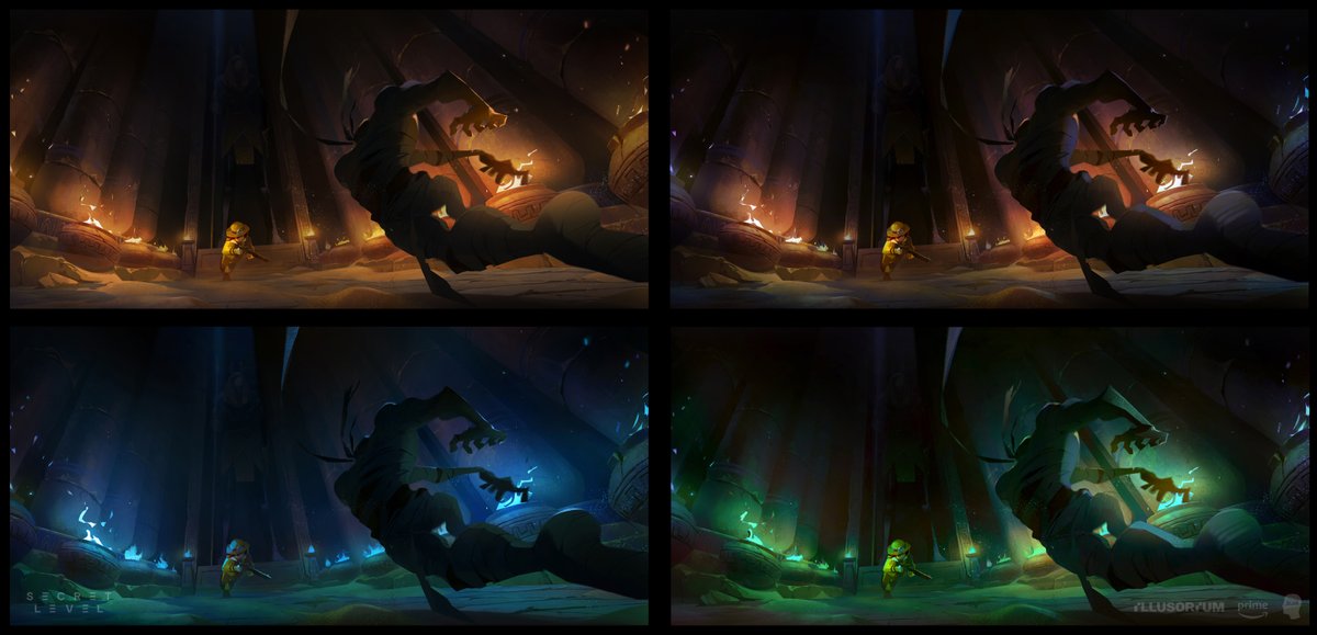 maru_lana's tweet image. Some keyshots I painted developing the look for the Spelunky episode of Secret Level anthology 💫

#SecretLevel