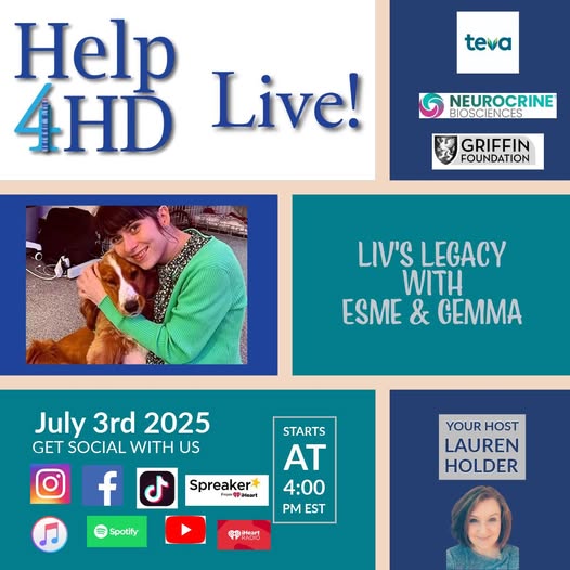 Listen as Gemma &amp; Esme join your #Help4HDLive host, Lauren Holder, to honor Liv's Legacy 💙💜💙 #HD #MentalHealth #HDYOAmbassador

spreaker.com/podcast/help-4…