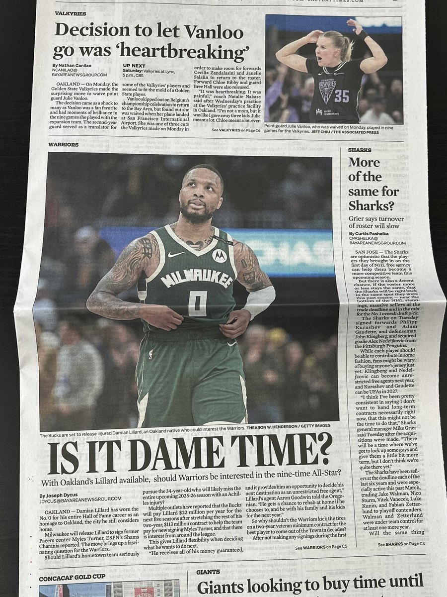 Joseph Dycus (@joseph_dycus) on Twitter photo Another day, another front page of <a href="/mercnews/">Mercury News</a> sports that has stories by <a href="/nathancanilao/">Nathan Canilao</a>, <a href="/justdelossantos/">Justice delos Santos</a> and myself (with honorary <a href="/AAJAsports/">AAJA Sports</a> member <a href="/CurtisPashelka/">Curtis Pashelka</a>). Another day, another front page of <a href="/mercnews/">Mercury News</a> sports that has stories by <a href="/nathancanilao/">Nathan Canilao</a>, <a href="/justdelossantos/">Justice delos Santos</a> and myself (with honorary <a href="/AAJAsports/">AAJA Sports</a> member <a href="/CurtisPashelka/">Curtis Pashelka</a>).