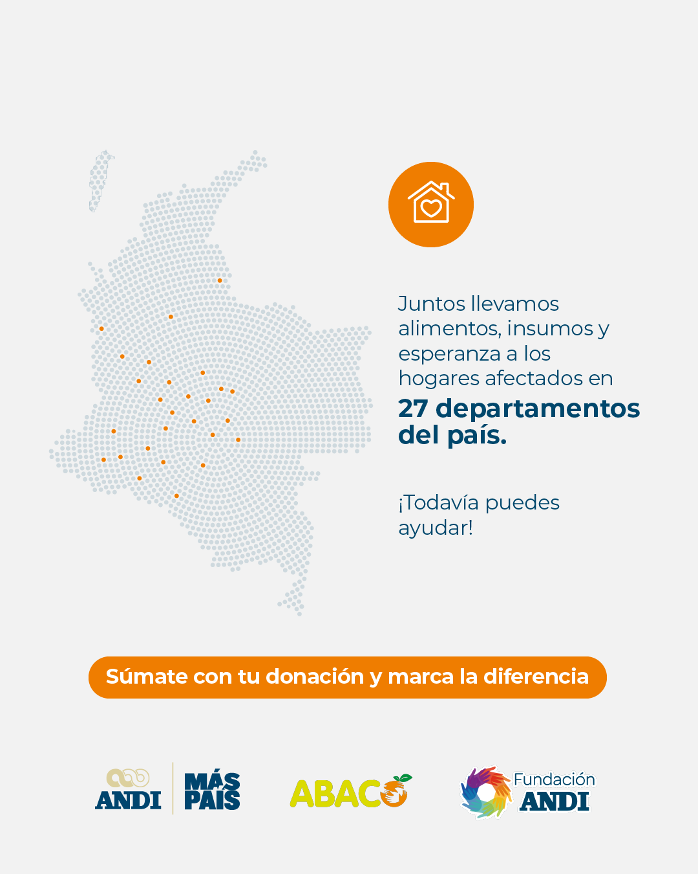 ANDI (@andi_colombia) on Twitter photo La <a href="/AlimentosANDI/">AlimentosANDI</a>, <a href="/FundacionANDI/">Fundación ANDI</a> y <a href="/Abacocol/">AbacoCol</a> se unieron para entregar más de 40.000 kilos de ayuda humanitaria, llegando a más de 40.000 familias afectadas en 27 departamentos.
#MásPaísANDI La <a href="/AlimentosANDI/">AlimentosANDI</a>, <a href="/FundacionANDI/">Fundación ANDI</a> y <a href="/Abacocol/">AbacoCol</a> se unieron para entregar más de 40.000 kilos de ayuda humanitaria, llegando a más de 40.000 familias afectadas en 27 departamentos.
#MásPaísANDI