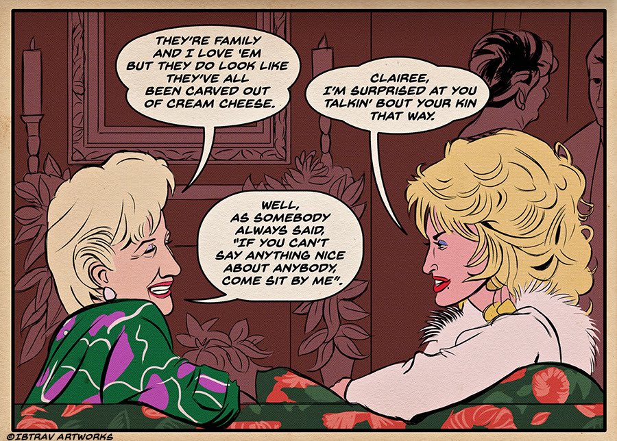 Panel from the rare 1989 movie comic adaption of the film “Steel Magnolias”.