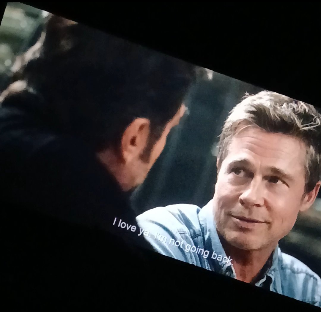 Akhil17___'s tweet photo. Haven't felt this satisfied walking out of a theatre in a long time. Films like this remind you why ott can't replace theatres. Some stories are just meant for the big screen. cinematography &amp; sound design were top notch. Brad Pitt is charming as always. Overall had a great time https://t.co/OaKh3g4c6N