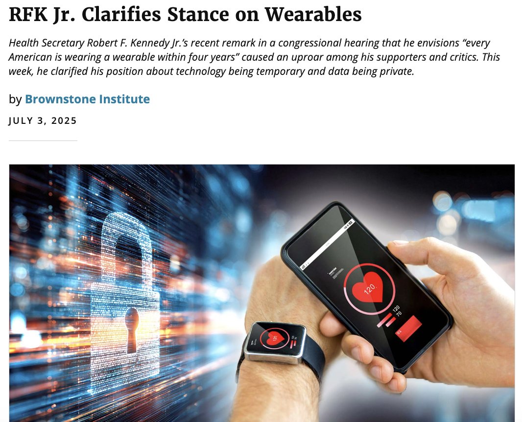 Children’s Health Defense (@childrenshd) on Twitter photo ⌚ RFK Jr. Clarifies Stance on Wearables 👇
<a href="/SecKennedy/">Secretary Kennedy</a> admitted that he chose his words poorly.
“What I was trying to say is that I want this technology to be universally available as one of the ways people can get on top of their health,” he explained.
“Of course I don’t ⌚ RFK Jr. Clarifies Stance on Wearables 👇
<a href="/SecKennedy/">Secretary Kennedy</a> admitted that he chose his words poorly.
“What I was trying to say is that I want this technology to be universally available as one of the ways people can get on top of their health,” he explained.
“Of course I don’t