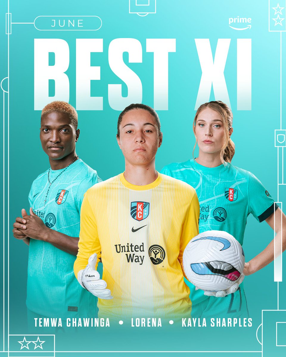 KC Current (@thekccurrent) on Twitter photo TEAL. IS. DOMINATING. 😤
✨ Chawinga: 2 goals, 1 assist
✨ Lorena: 6 clean sheets
✨ Sharples: 100% of attempted tackles won
Chawinga, Lorena and <a href="/kaysharps/">Kayla Sharples</a> have been named to <a href="/NWSL/">National Women’s Soccer League</a>'s June Best XI 👏 TEAL. IS. DOMINATING. 😤
✨ Chawinga: 2 goals, 1 assist
✨ Lorena: 6 clean sheets
✨ Sharples: 100% of attempted tackles won
Chawinga, Lorena and <a href="/kaysharps/">Kayla Sharples</a> have been named to <a href="/NWSL/">National Women’s Soccer League</a>'s June Best XI 👏