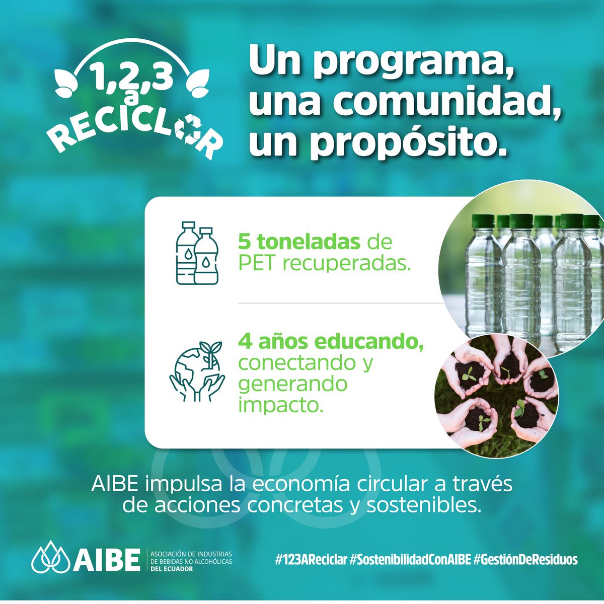 El programa “1,2,3 a reciclar” de AIBE celebra más de 5 toneladas de botellas PET recuperadas, gracias al trabajo conjunto con recicladores, gestores ambientales y comunidades comprometidas. 🌍♻️

#123AReciclar #EconomíaCircular #HistoriasQueTransforman #SostenibilidadConAIBE