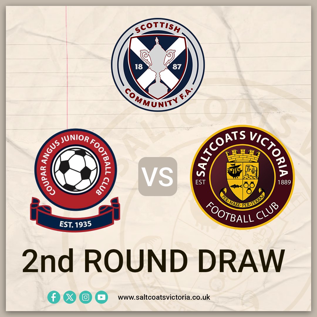 We have been drawn Coupar Angus JFC in the first round of the Scottish Communities FA cup - second round.

Dates and times will be confirmed at a later date.

#monthevics