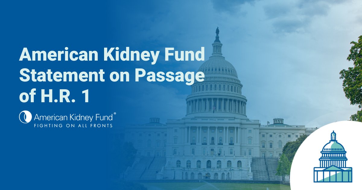 Today Congress passed legislation that will have a profound impact on millions of people living with chronic diseases, including those with kidney disease, reducing access to affordable health insurance coverage. Read AKF's statement here: bit.ly/46pN4MA