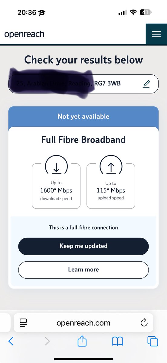 Smob67's tweet photo. @WeAreOpenreach  hi, all the equipment is installed and powered up in my new address yet when I use your website it says not yet available?  Can you please advise as to how I get connected? https://t.co/3qJ7mkZqCW