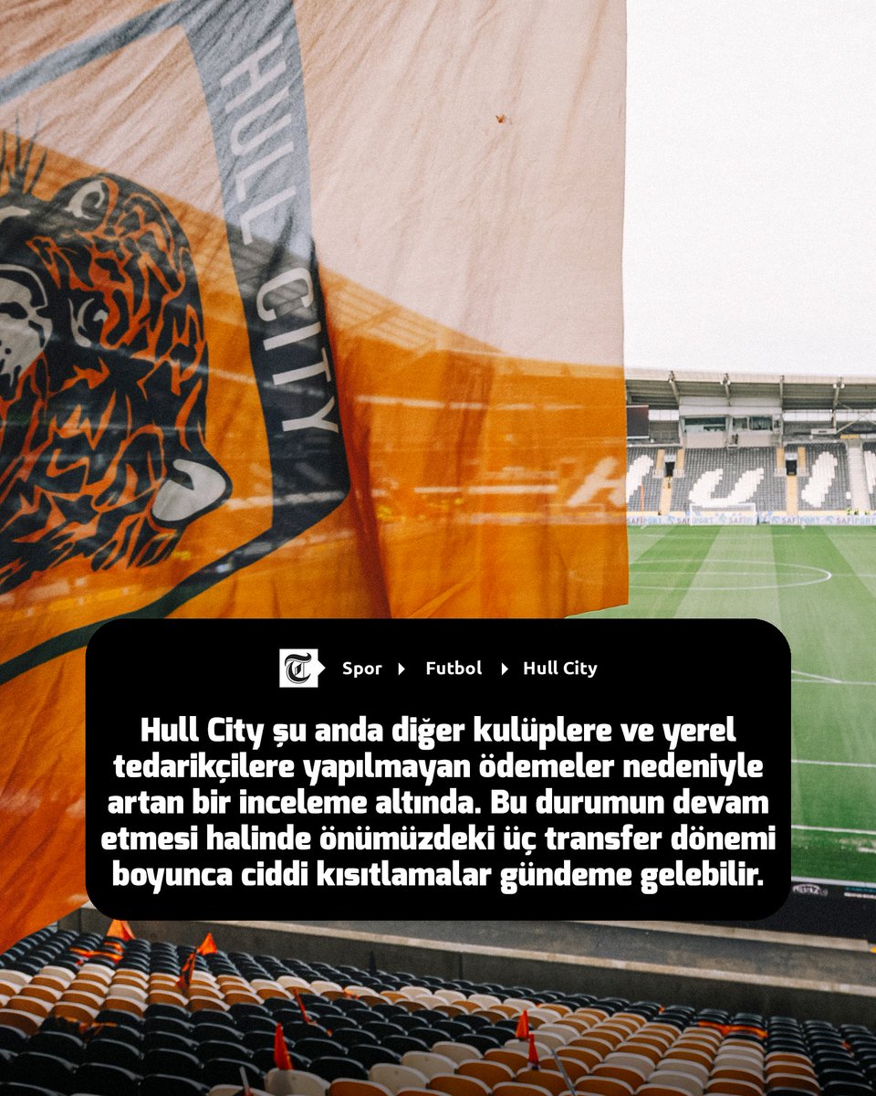 TRANSFER YASAĞI KAPIDA ❌💰

🟠⚫️ The Telegraph'ın haberine göre Hull City önümüzdeki günlerde üç dönemlik bir transfer yasağı ile karşı karşıya gelebilir.

"Hull’un bir Premier Lig kulübüne yaklaşık £1m borcu bulunuyor ve diğer kulüplerle yapılan taksitli ödeme anlaşmalarının