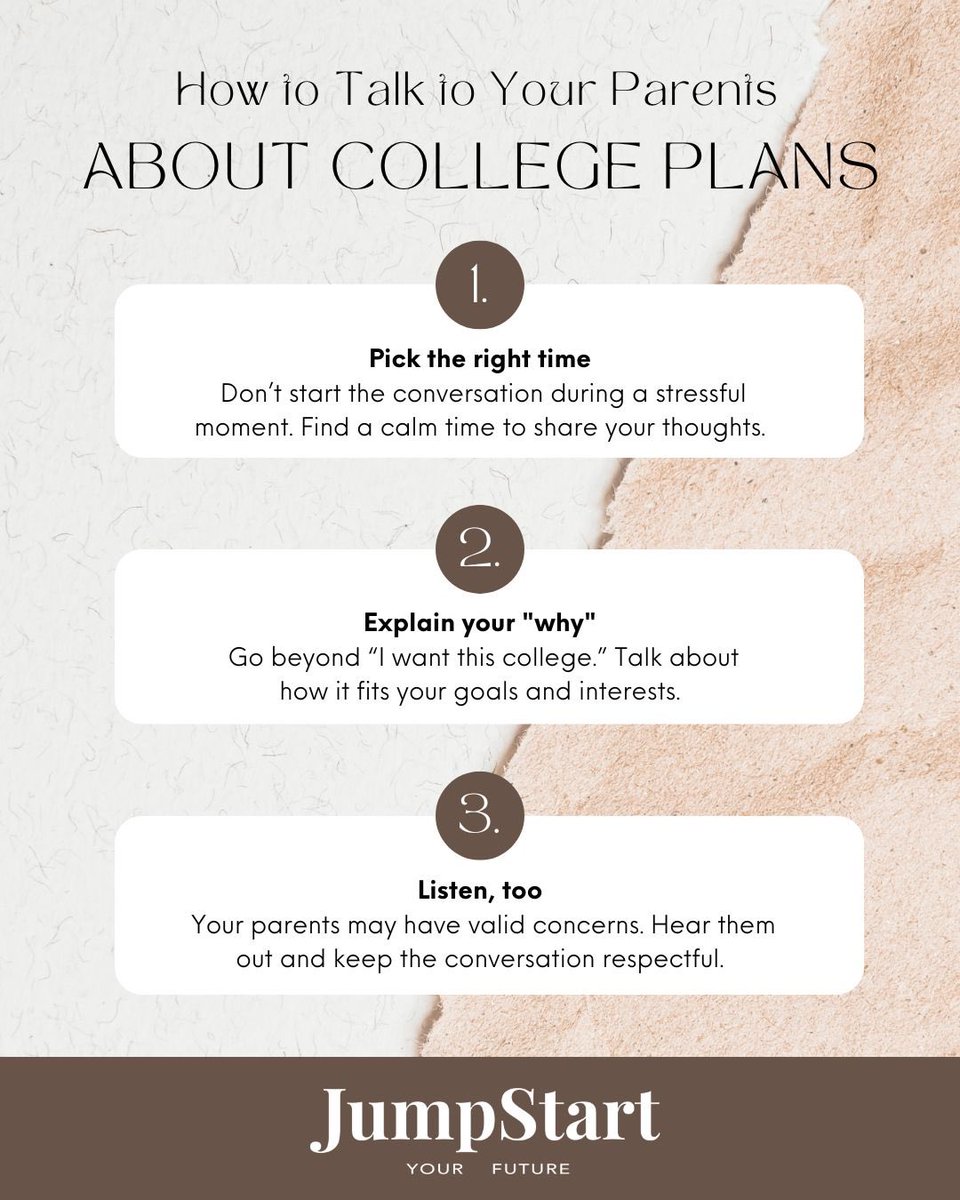 JessAzout's tweet photo. Talking about college with your parents isn’t always easy—but it’s one of the most important steps you can take. 💬 https://t.co/uB5liAespY