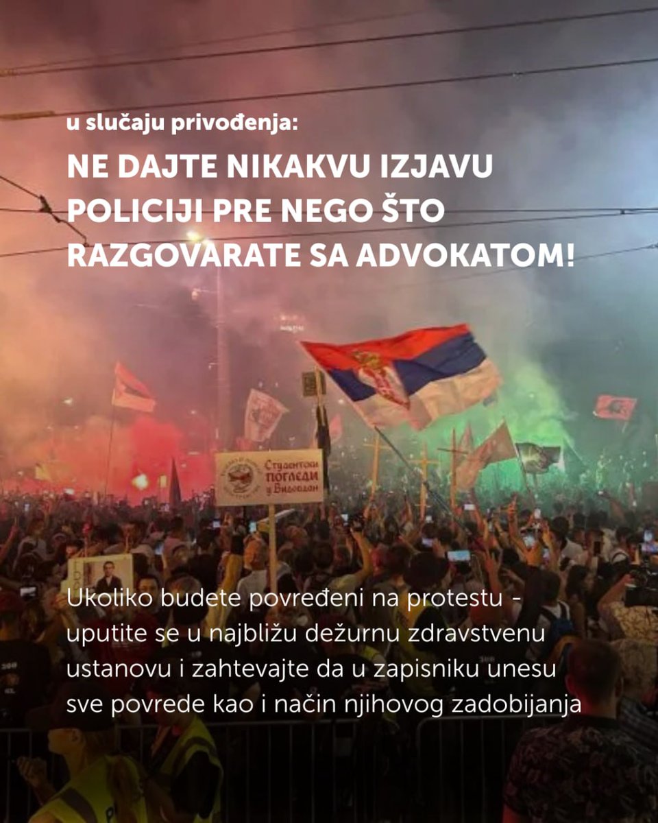 nedavimobgd's tweet image. Budite bezbedni na blokadama. Znajte svoja prava. Niste sami, svi smo zajedno! 

Zeleno-levi front kao i od početka blokada nastavlja da pruža pravnu pomoć svima koji snose rizik od pravnih posledica zbog učešća u protestima i blokadama.

Solidarnost je naša snaga. Nećemo…