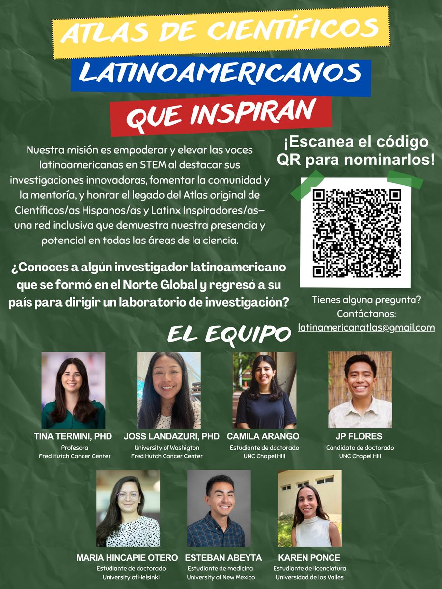 I haven’t been using X lately (find me at 🦋), but wanted to share a project close to my ❤️: Atlas de Científicxs Latinoamericanxs que Inspiran ✨
We’re spotlighting STEM researchers from LATAM who trained in the North &amp; returned home to lead labs. Here’s why this matters 🧵👇
