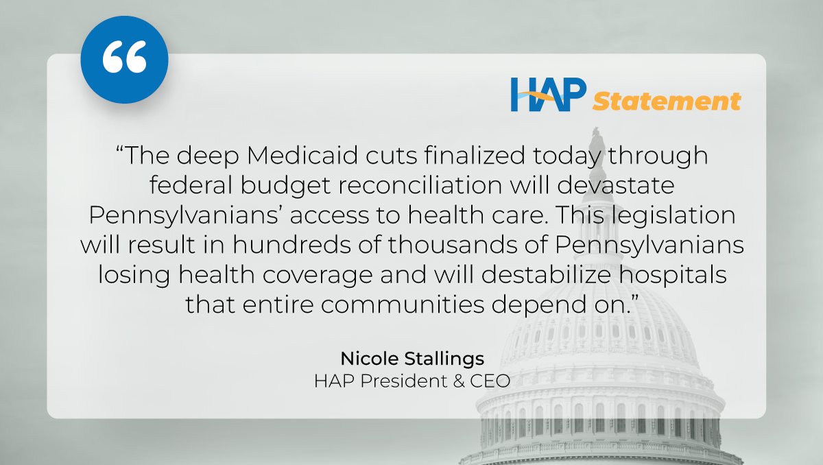 HAP (@hapupdates) on Twitter photo In light of #Medicaid cuts that will destabilize PA health care, <a href="/NicoleS_HAP/">Nicole Stallings</a> today called on state and federal leaders to prioritize policies that protect PA's access to care. See HAP's full statement on today's vote: haponline.org/News/Media/New… In light of #Medicaid cuts that will destabilize PA health care, <a href="/NicoleS_HAP/">Nicole Stallings</a> today called on state and federal leaders to prioritize policies that protect PA's access to care. See HAP's full statement on today's vote: haponline.org/News/Media/New…
