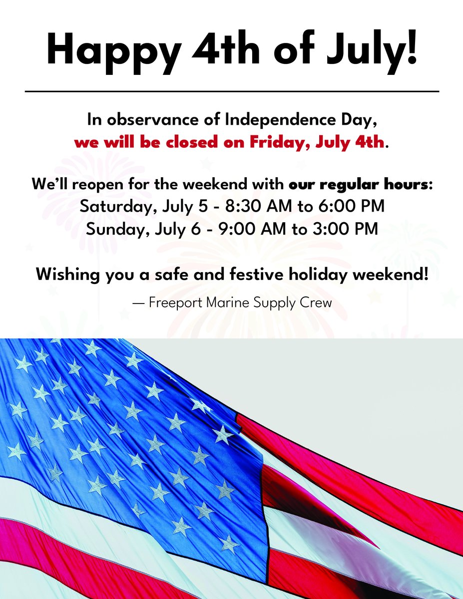 FreeportMarine's tweet photo. Happy 4th! Have fun, stay safe! https://t.co/PWGNY3810B