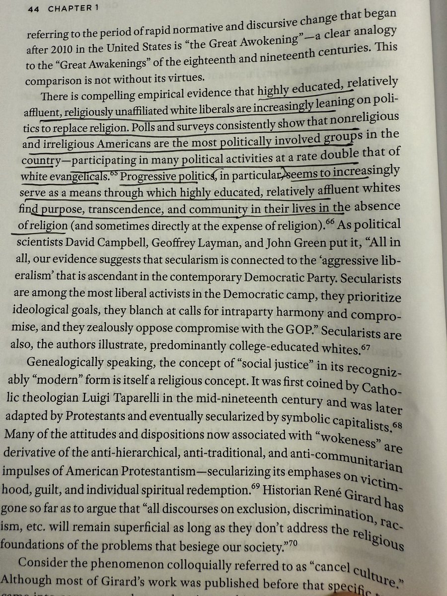 robkhenderson's tweet photo. "nonreligious and irreligious Americans are the most politically involved groups..Progressive politics, in particular,seems to increasingly serve as a means through which highly educated, relatively affluent whites find purpose..in the absence of religion" https://t.co/hiBejHisGa https://t.co/fQ29mTifj7