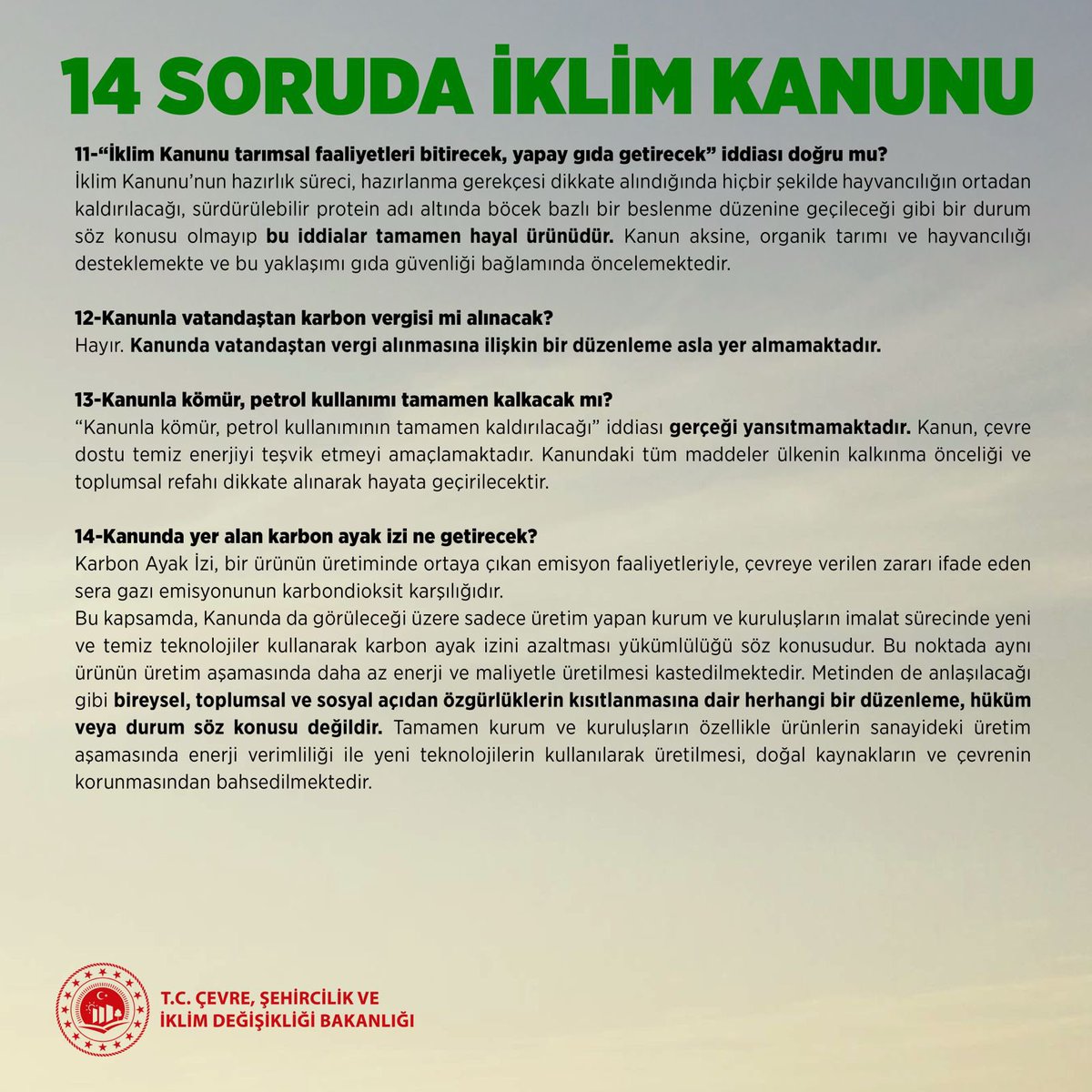 T.C. Çevre, Şehircilik ve İklim Dğş. Bakanlığı (@csbgovtr) on Twitter photo İklim Kanunu nedir?
Neden ihtiyaç duyuldu?
Ne getirecek?
14 soruda İklim Kanunu ⬇️
<a href="/TC_iklim/">T.C. İklim Değişikliği Başkanlığı</a> İklim Kanunu nedir?
Neden ihtiyaç duyuldu?
Ne getirecek?
14 soruda İklim Kanunu ⬇️
<a href="/TC_iklim/">T.C. İklim Değişikliği Başkanlığı</a>