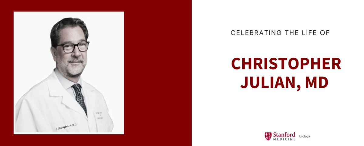 In Memory of Dr. Christopher Julian (Stanford Urology Resident, 1993–1997)

We are deeply saddened to share the news of the sudden passing of Dr. Christopher Julian on 6/29/25, a beloved member of our alumni community and former Stanford Urology resident from 1993 to 1997.

Dr.