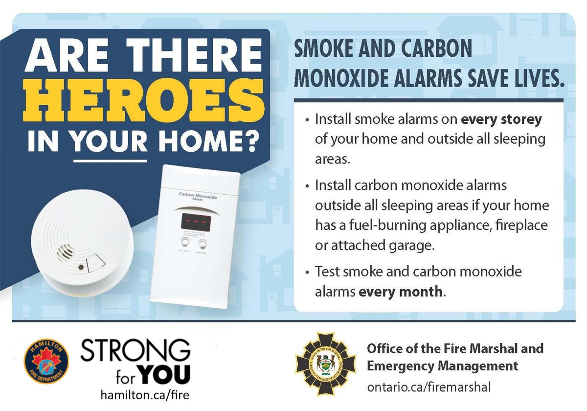 HamiltonFireDep's tweet image. When was the last time you tested your smoke and carbon monoxide alarms #HamOnt? Monthly testing ensures your alarms are properly operating and can help save you and your family's lives in the event of a fire emergency! #NotAllHeroesWearCapes
#TestItTuesday #StrongForYou