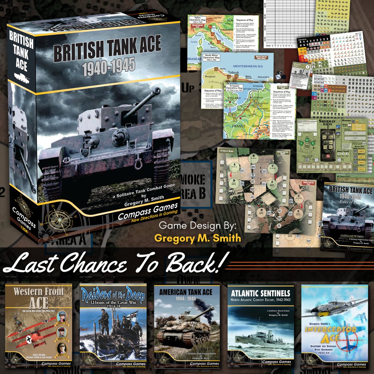 This weekend is your last chance to back British Tank Ace on Kickstarter! 

As the 2nd entry in Greg Smith's acclaimed Tank Ace series, BTA takes the action up a notch with more than 2x the tank types, 3x the theaters, and 7 ways to play.   

kickstarter.com/projects/compa… #wargames
