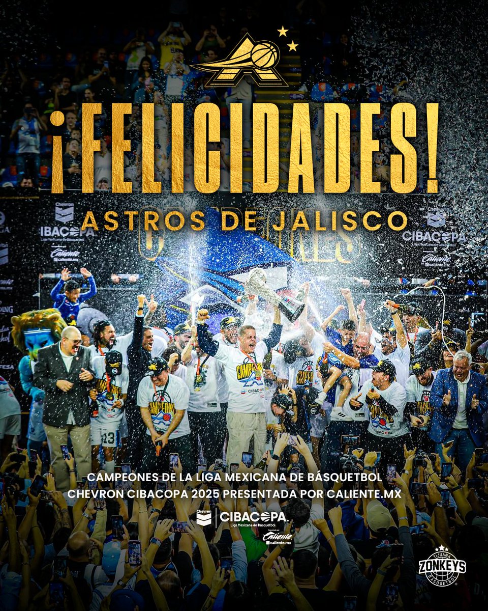 Muchas felicidades, Astros por la obtención del campeonato en la Liga Mexicana de Básquetbol Chevron CIBACOPA, presentada por Caliente.mx 👏