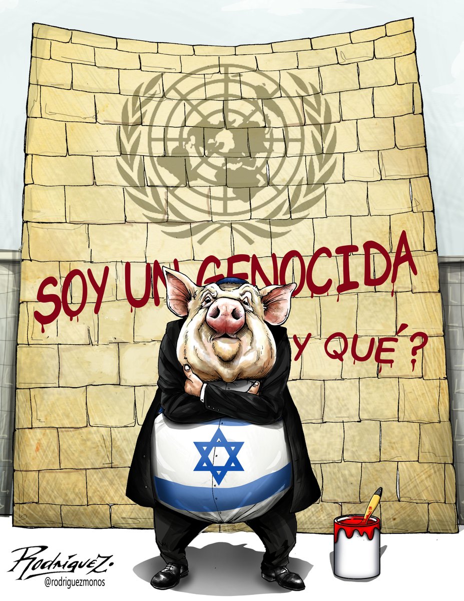 rodriguezmonos's tweet image. "En el muro de la impunidad"
"On the wall of impunity"
- I´m a genocidal... so what?
#Israel #IsraelGenocida #Gaza #FreePalestine #GazaHolocaust #IsraelTerroristState @UN #ONU #FreePalestineNow #TheWailingWall #GenocidioEnGaza #Netanyahu #CrimesAgainstHumanity #EthnicCleansing